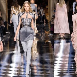 Balmain Suede Thigh-High 110mm Boot, Gray 39